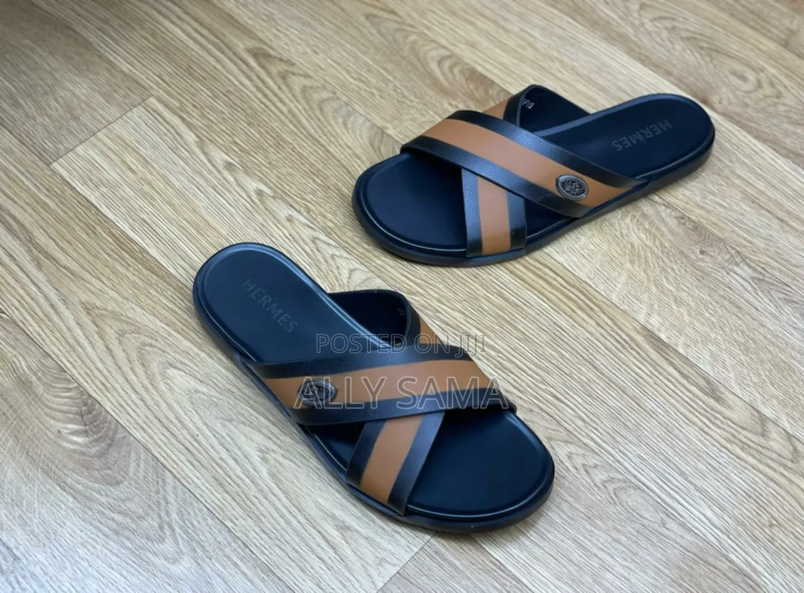 Men's Sandals Original Full Black Material Leather