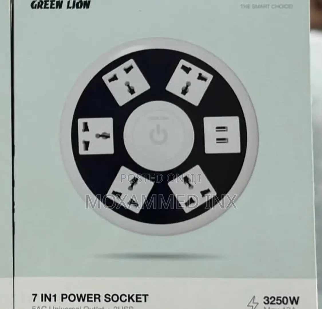 7 In1 Power Socket 5ac Universal Outlet + 2usb