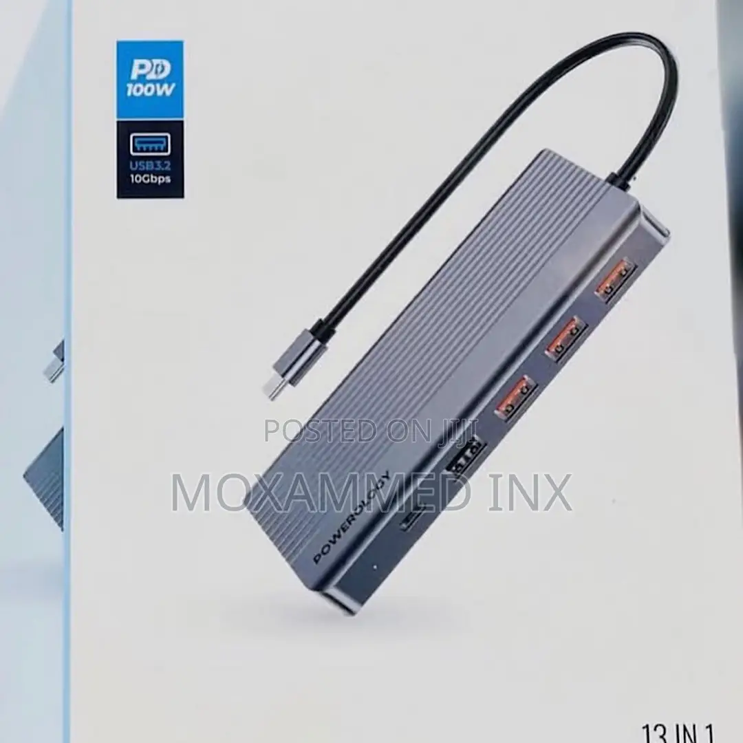 Powerology 13 In 1 Dual Hdmi Displayport Usb-c Hub Ethe