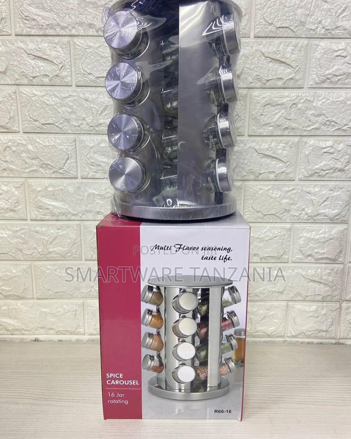 Spice Jar Rack Revolving (16 Bottle) Countertop Organizer