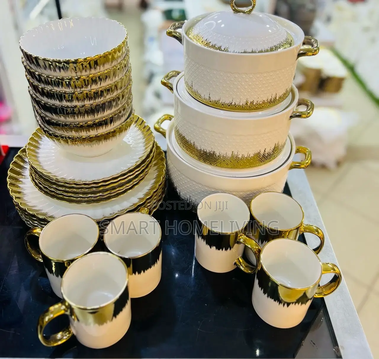 24pcs Gold Motto Dinner Set + 7pcs Soup Set/ 3pcs Serving D