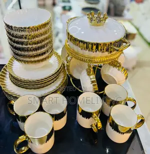 24pcs Gold Motto Dinner Set + 7pcs Soup Set/ 3pcs Serving D
