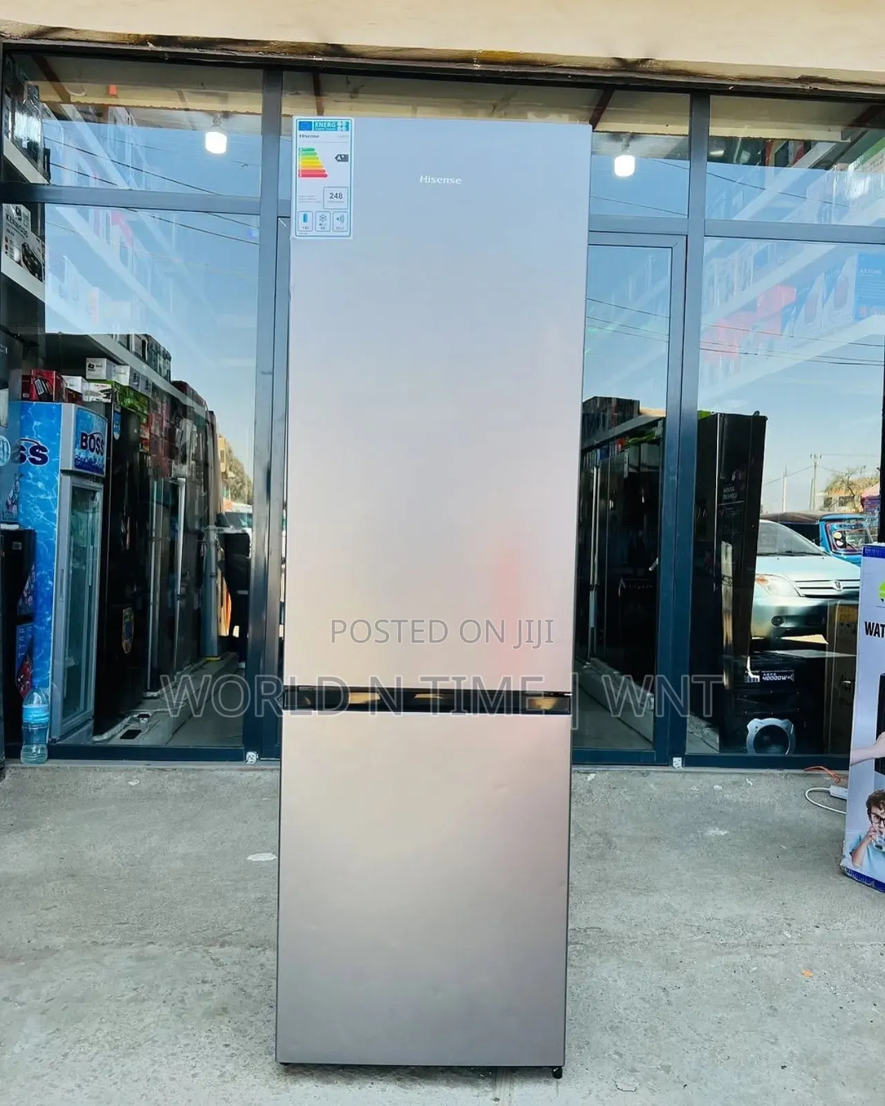 Offer Hisense Fridge H370bit Bottom Freezer 265 Litres Inox