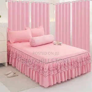 A Set of 4curtains, 1bedskirt, 4pillowcase