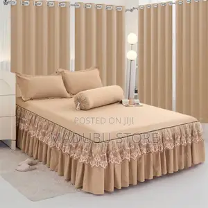 A Set of 4curtains, 1bedskirt, 4pillowcase