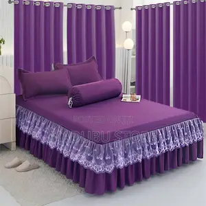 A Set of 4curtains, 1bedskirt, 4pillowcase