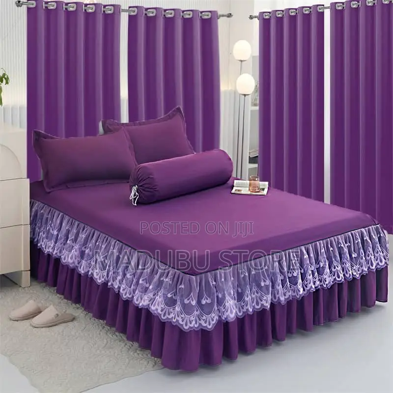 A Set of 4curtains, 1bedskirt, 4pillowcase