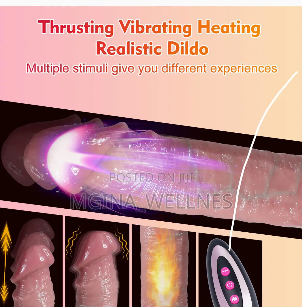 Realistic Silicone Thrusting Vibrating Remote Control Dildo
