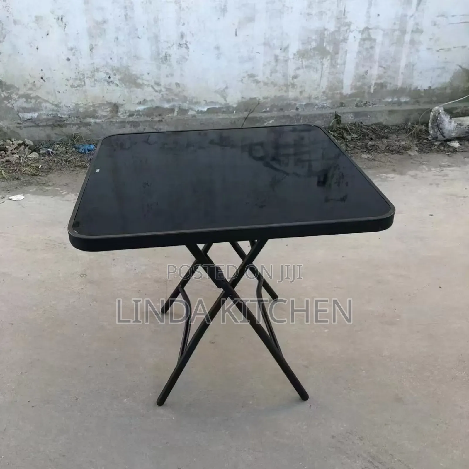 Folding Square Table With Tampered Glass (102×22×82cm)