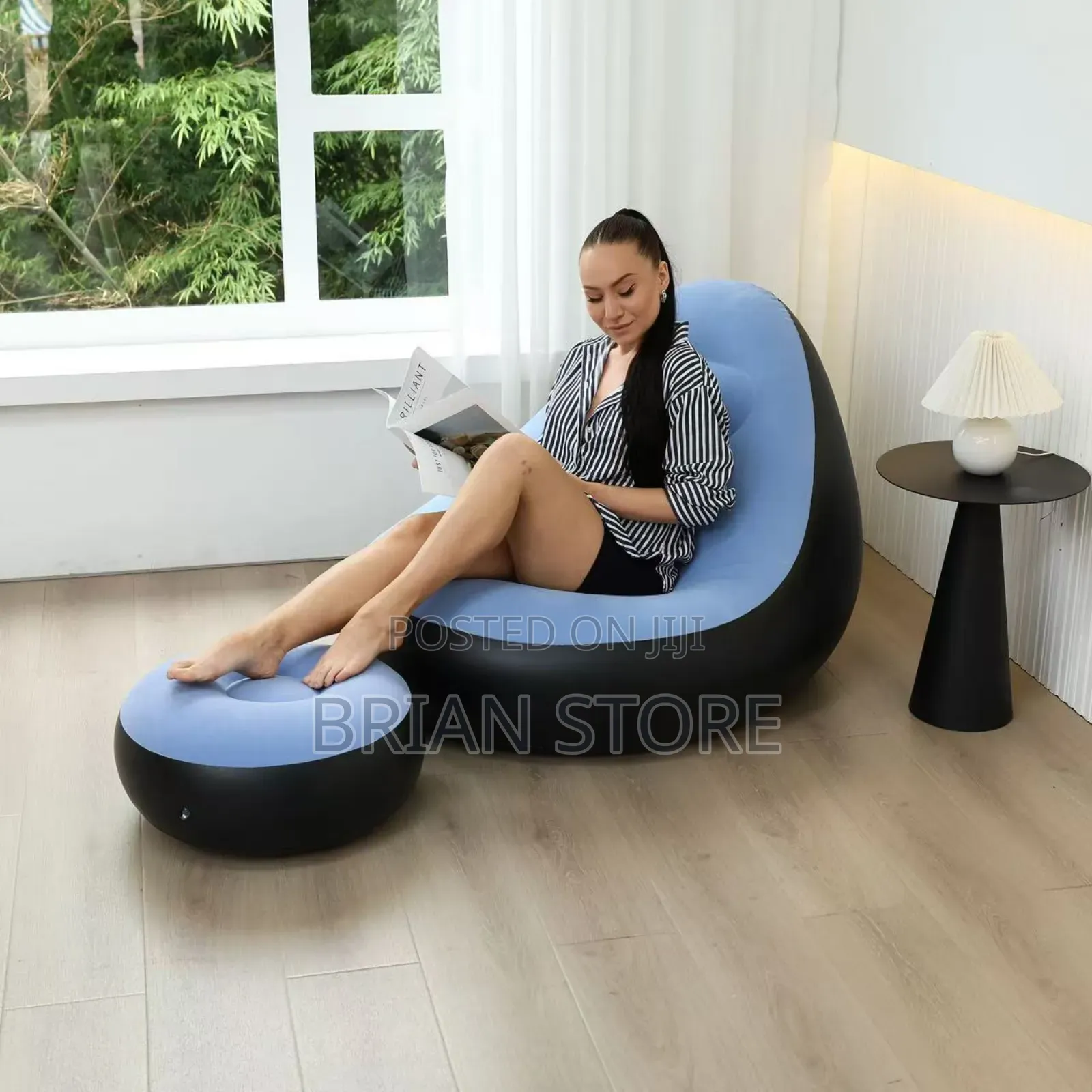 Inflatable Air Sofa With Stool(Sofa La Upepo Lenye Stuli