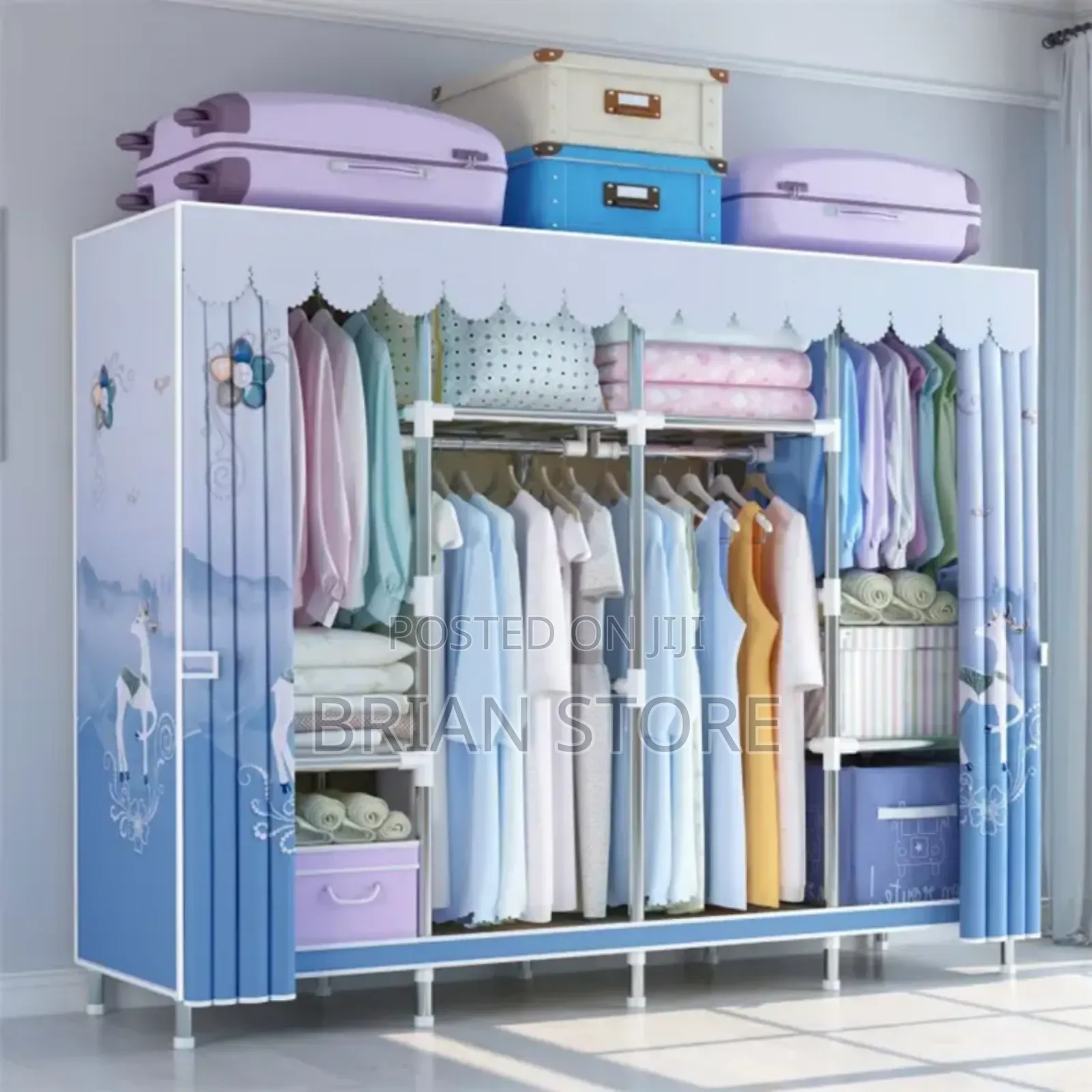 Collapsible Wardrobe 4 Doors(Metal Bars)-kabati Ya Chuma