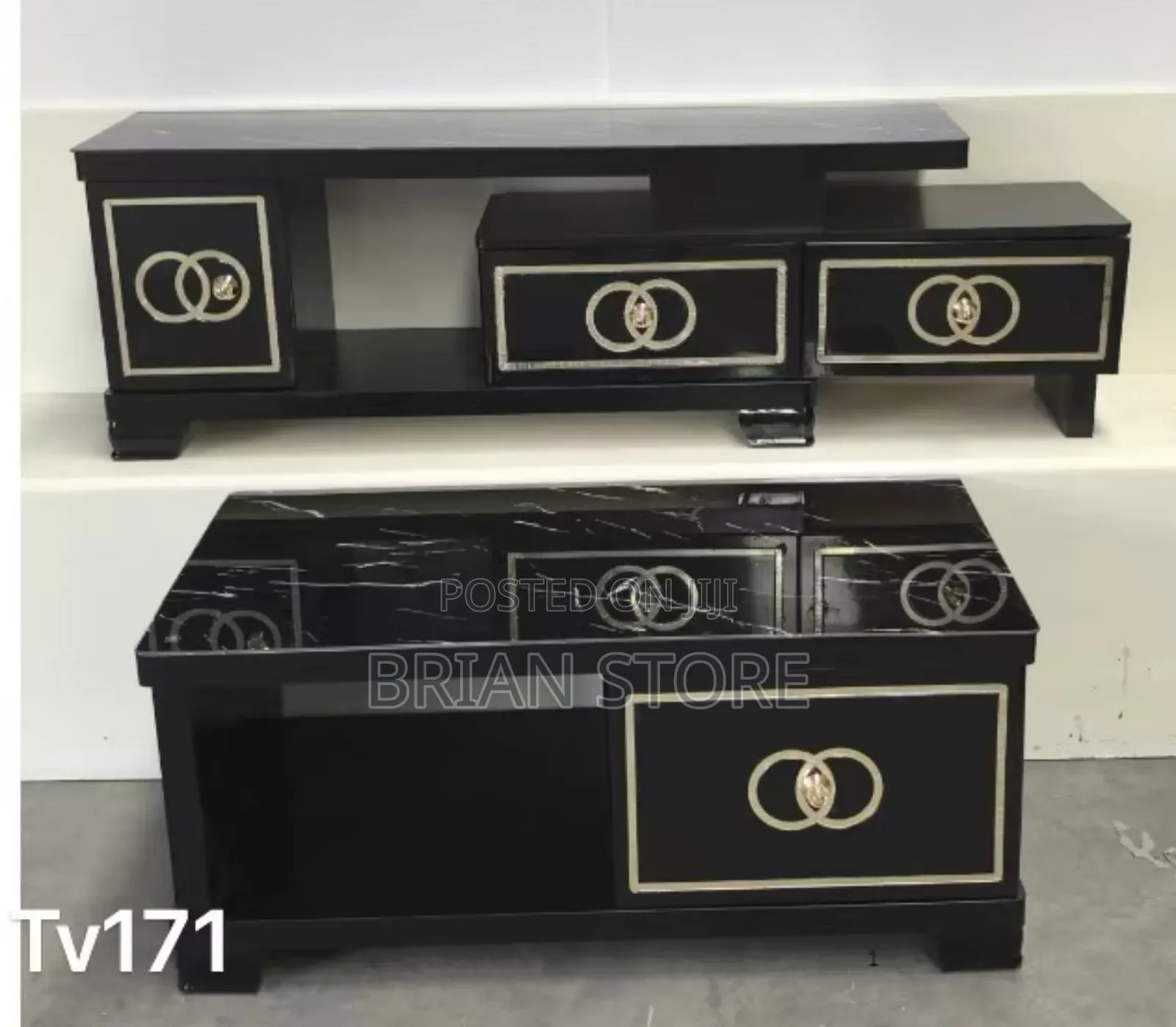 Marble Tv Table Set(Seti Ya Meza Ya Tv)
