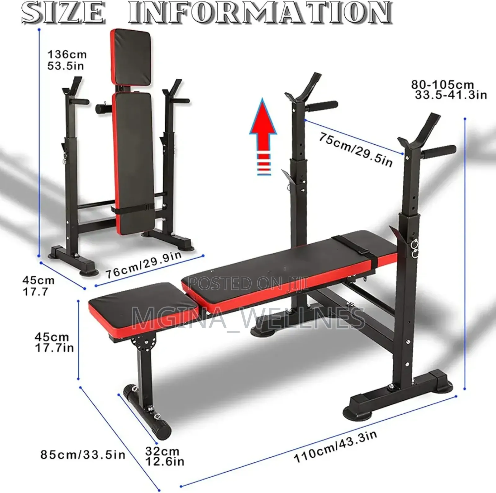 Adjustable Weight Bench Multifunctional Folding With 50 KGS