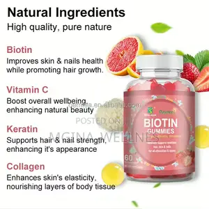 Organic Biotin Collagen Gummies for Hair Growth