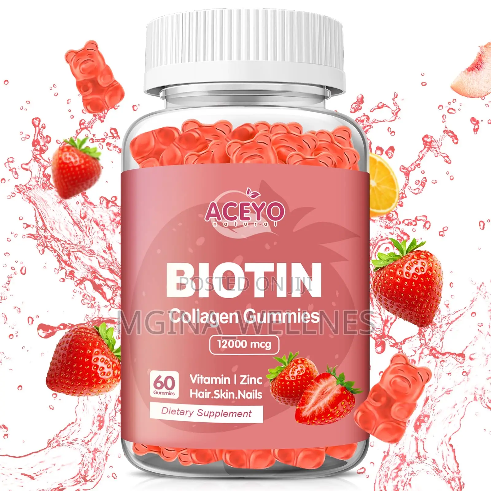 Organic Biotin Collagen Gummies for Hair Growth