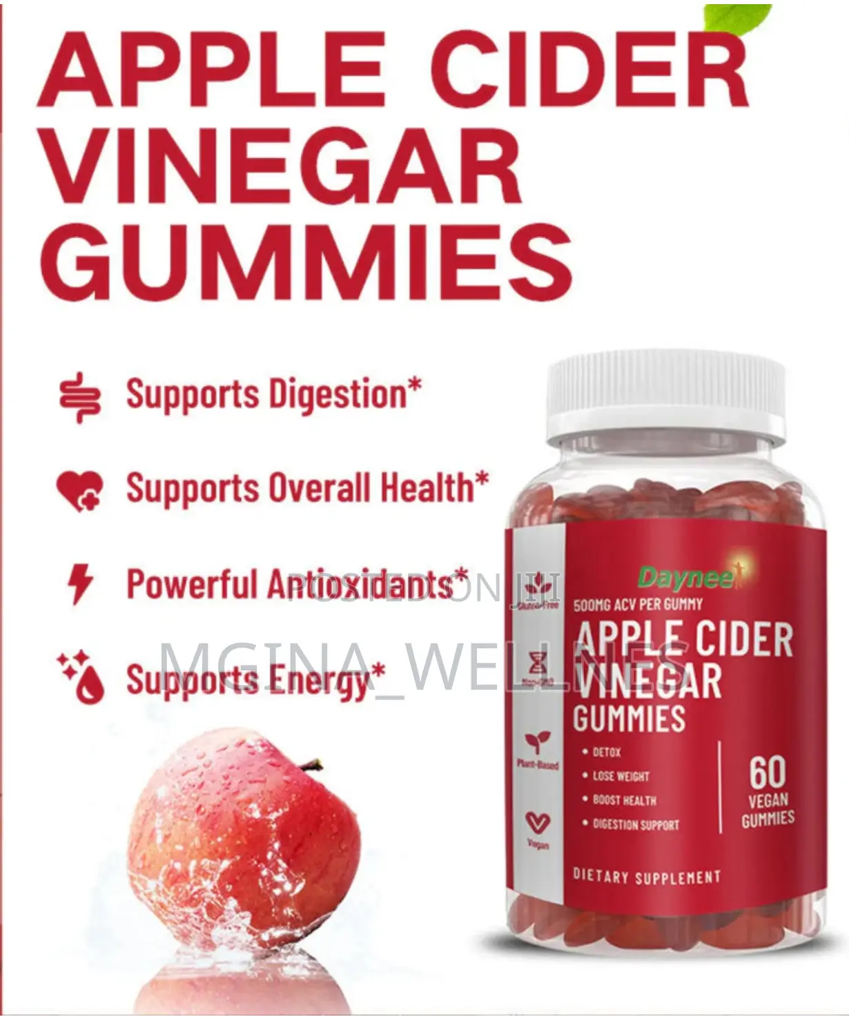 Apple Cider Vinegar Gummie for Detox,Weightloss Cholesterol