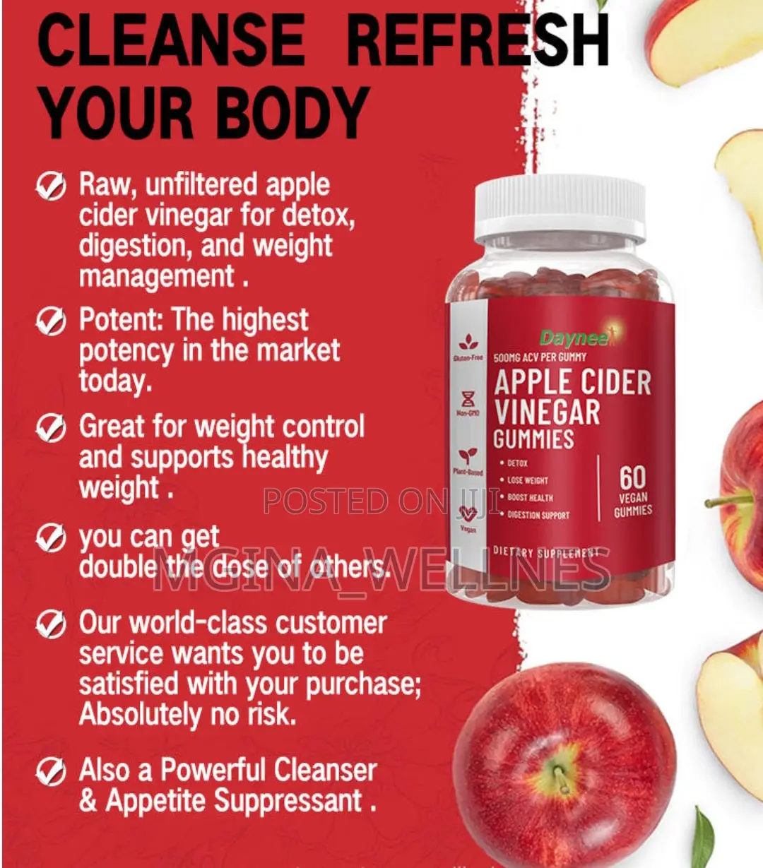 Apple Cider Vinegar Gummie for Detox,Weightloss Cholesterol