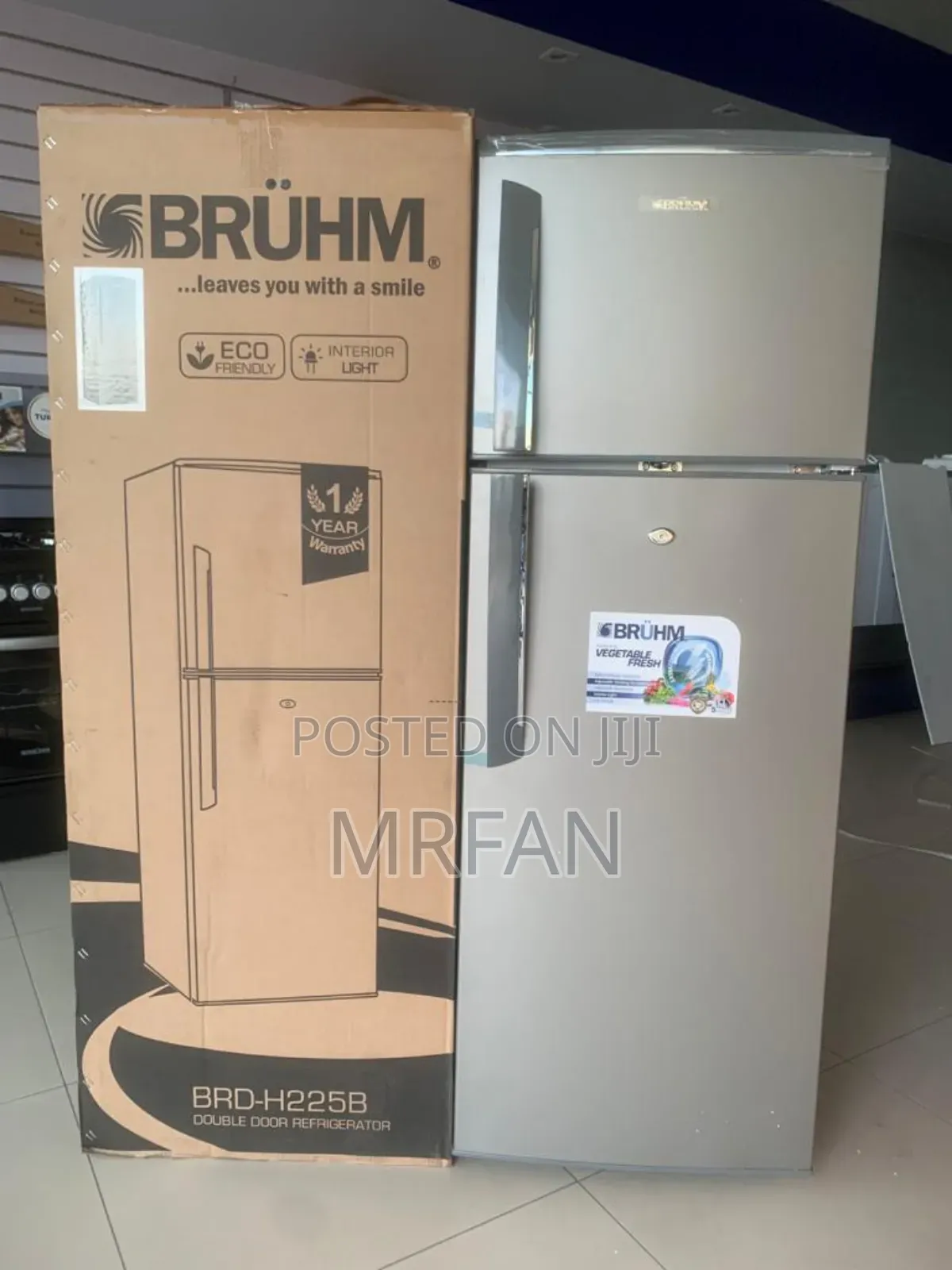 Brühm Double Door Refrigerator 208l New