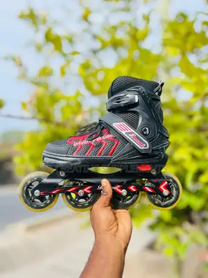 Photo - Skating Red Design Shoes Roller Hockey Shoes Blade