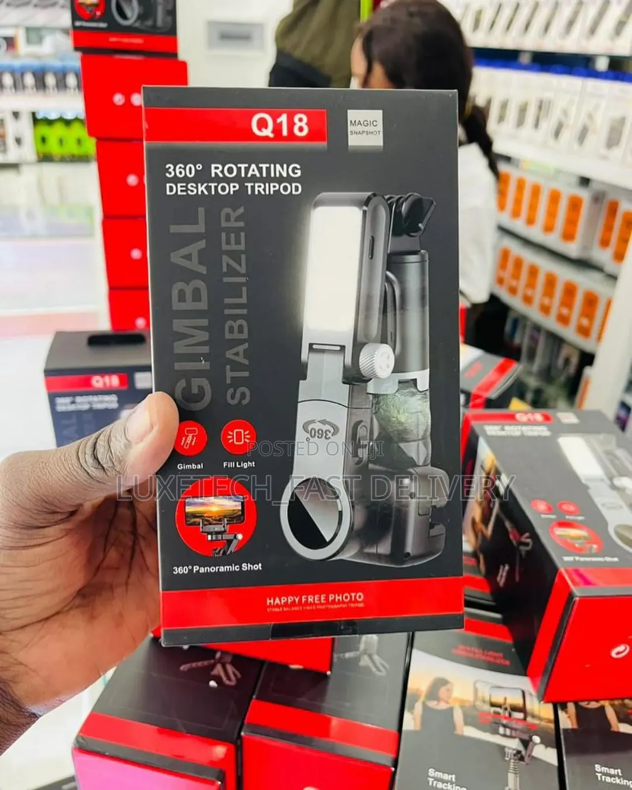 Q18 Gimbal Phone Stabilizer, Selfie Stick and Tripod