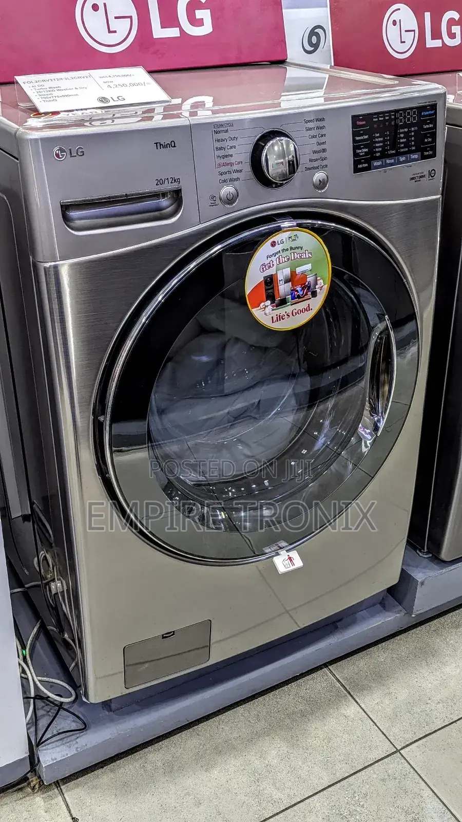 Lg 20kg/12kg Washer/Dryer Ai DDTM Steamtm Turbowashtm