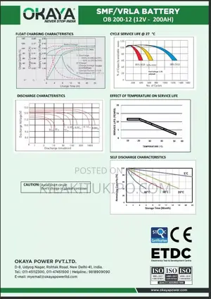 Okaya Advanced (Vrla) Solar Battery 200ah