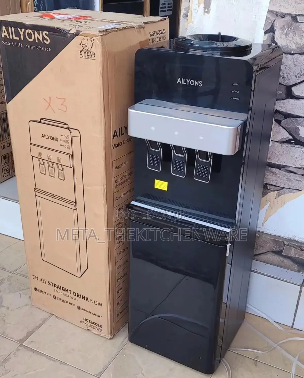 Ailyons Water Dispenser 3taps With Cabinet