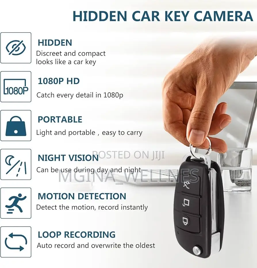 Mini Car Key Hidden Camera, 1080p Hd Portable Spy Camera