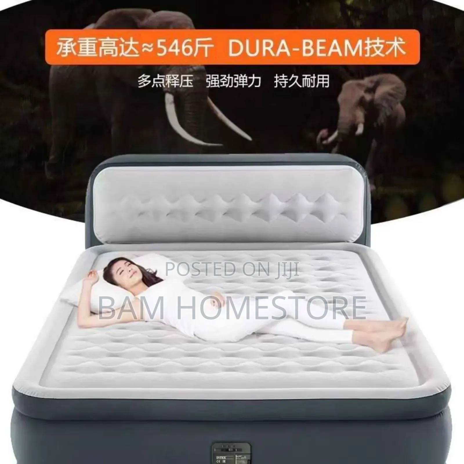 Airbed/ Air Mattress 5*6 With Raised Headboard