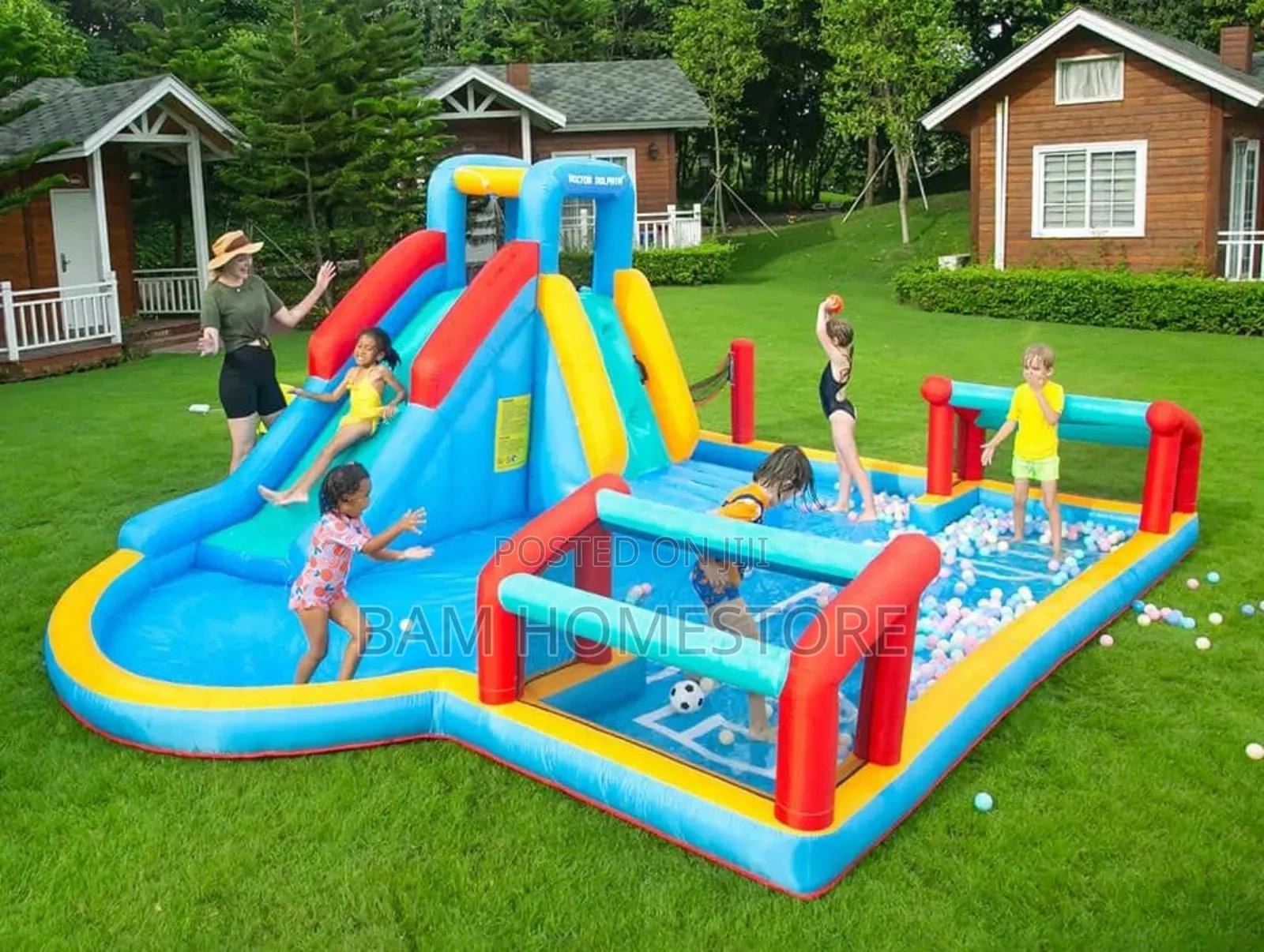 Sliding Castle With Football and Volleyball Grounds