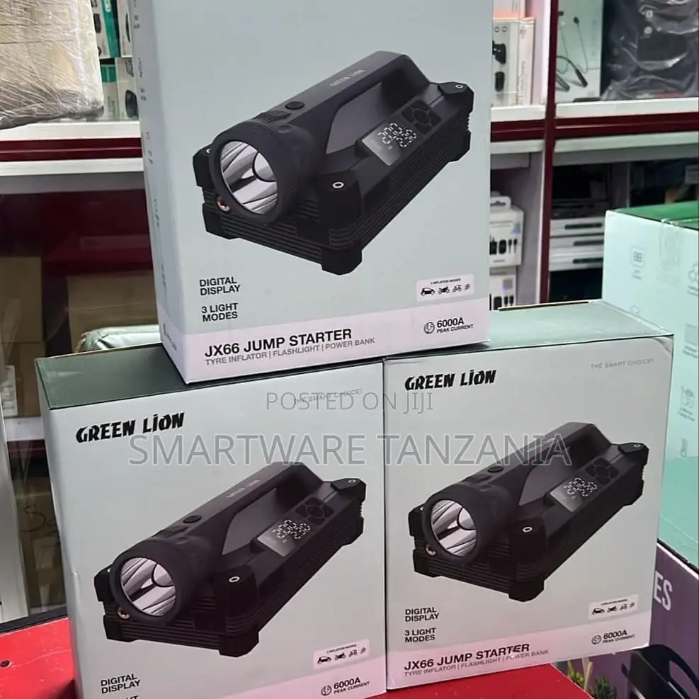 Green Lion Jump Starter With Built-in Air Pump