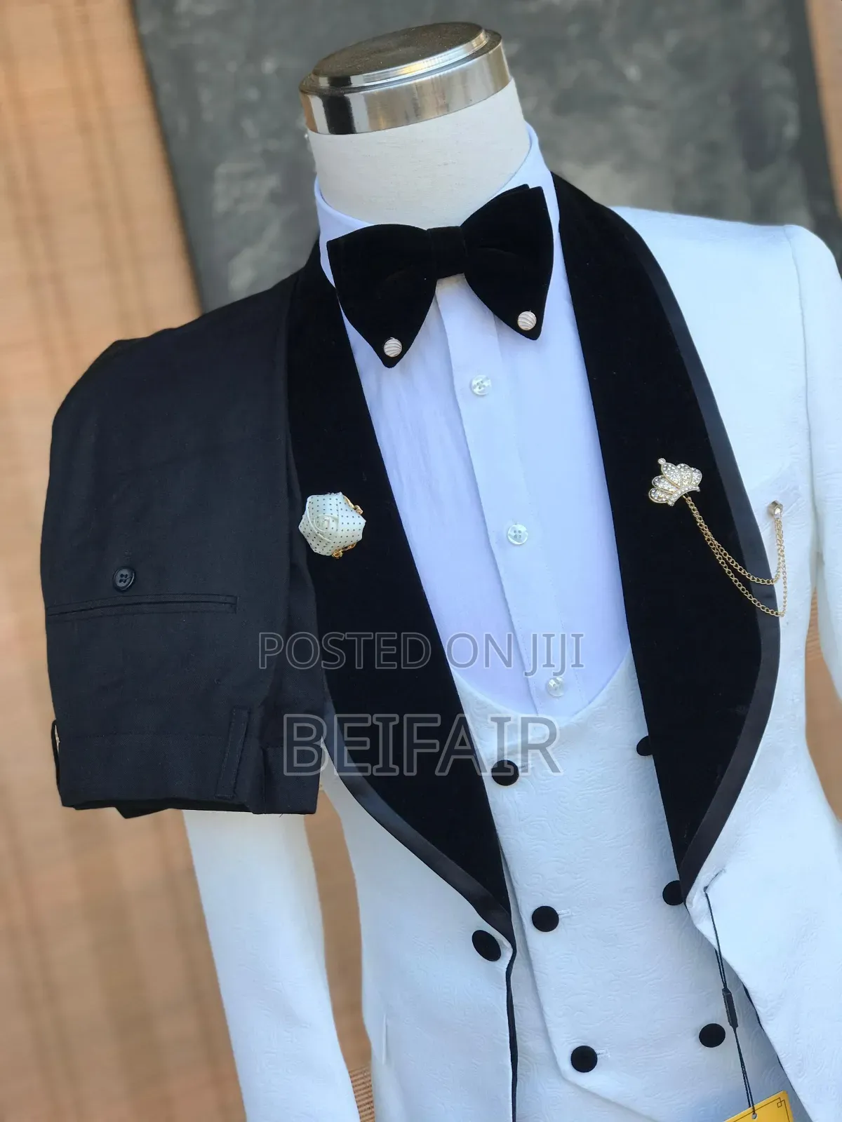 White Suit Black Collar