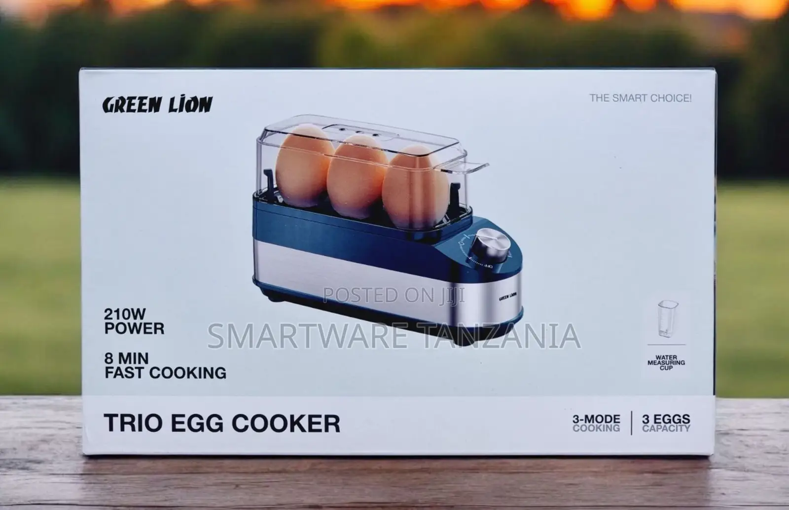 Green Lion Trio Egg Cooker, 3-egg Capacity, 8-min Cooking