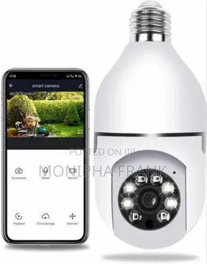 Bulb Camera Inatumia Wi-Fi Inazunguka 360° Unaona Kupitia Cm