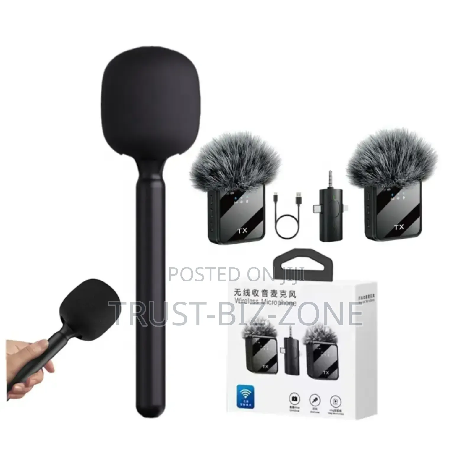 Wireless Microphone Double 3in1 and Mic Handheld Stick For