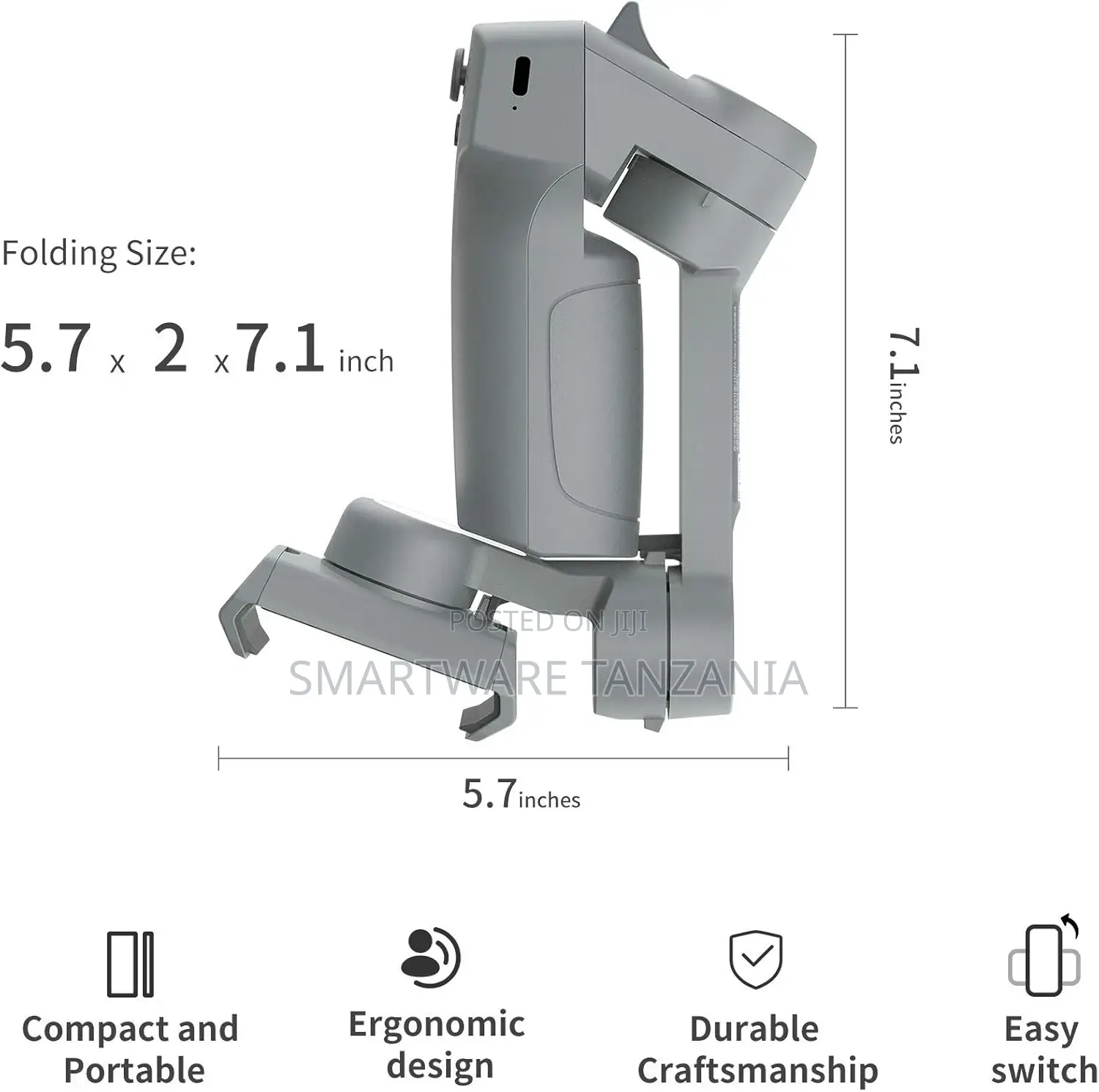 Porodo 3-axis Gimbal Stabilizer With Ai Face Object Track