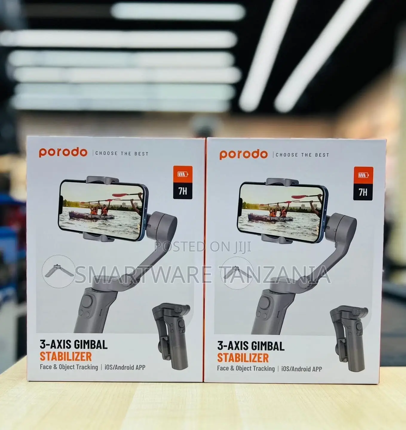 Porodo 3-axis Gimbal Stabilizer With Advanced Face