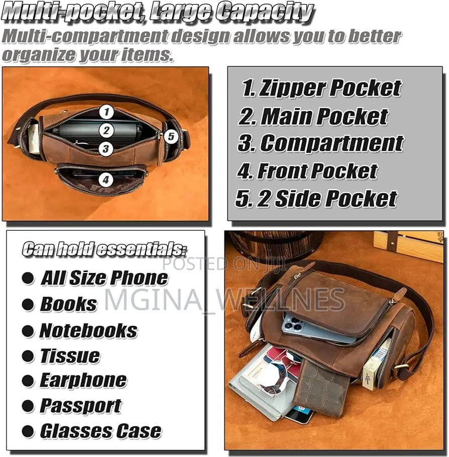 Multi-Pocket Fashion Messenger Bag for Men