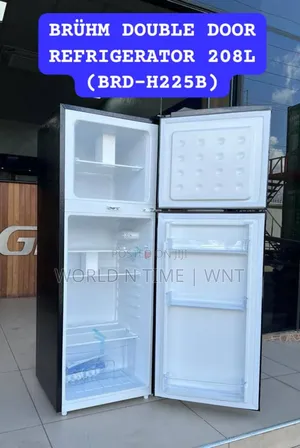 Brühm Double Door Refrigerator 208l (Brd-H225b) Black / Grey