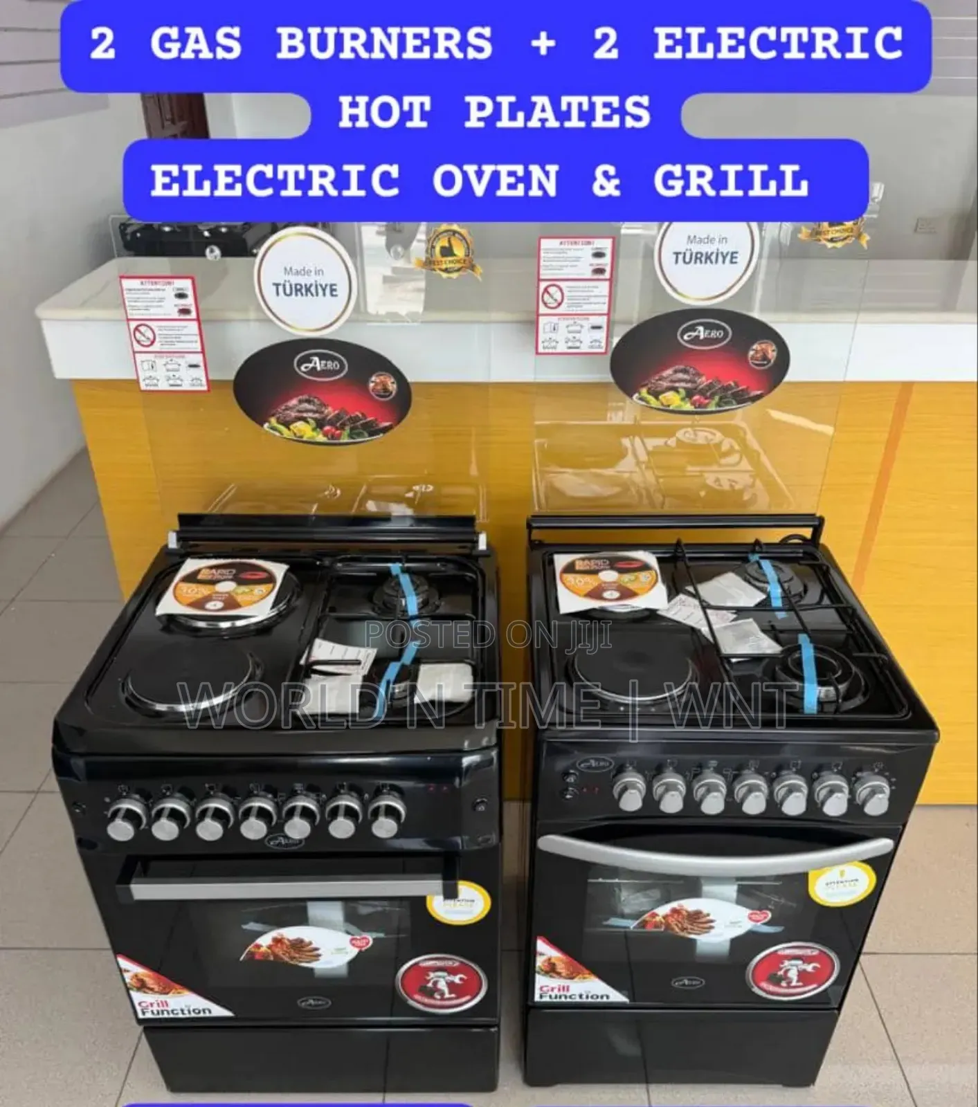 Aero 50cm Gas Cooker 2 Gas Burners 2 Elect Plates Agc-5522bl