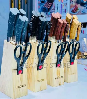 6pcs Household Kitchen Knife Set Scissor With Knife Holder.