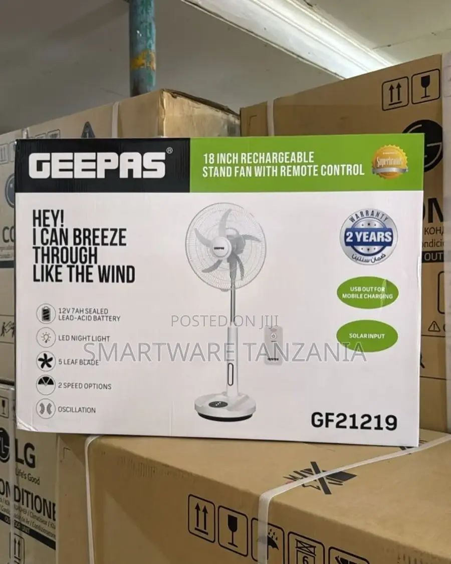 Stand Fan, 18 Inch, 90° Wide Swing, 2 Speeds Control