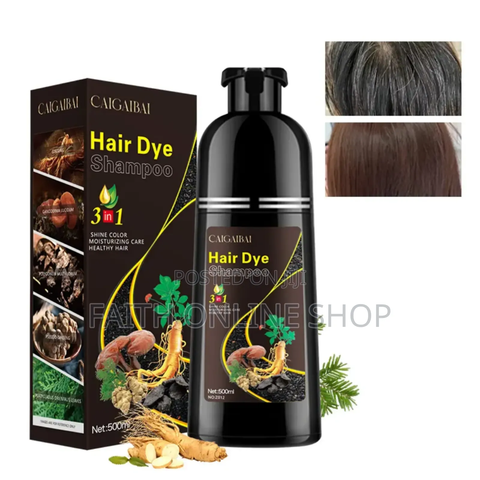 3 in 1 Black Hair Dye Shampoo 500gm
