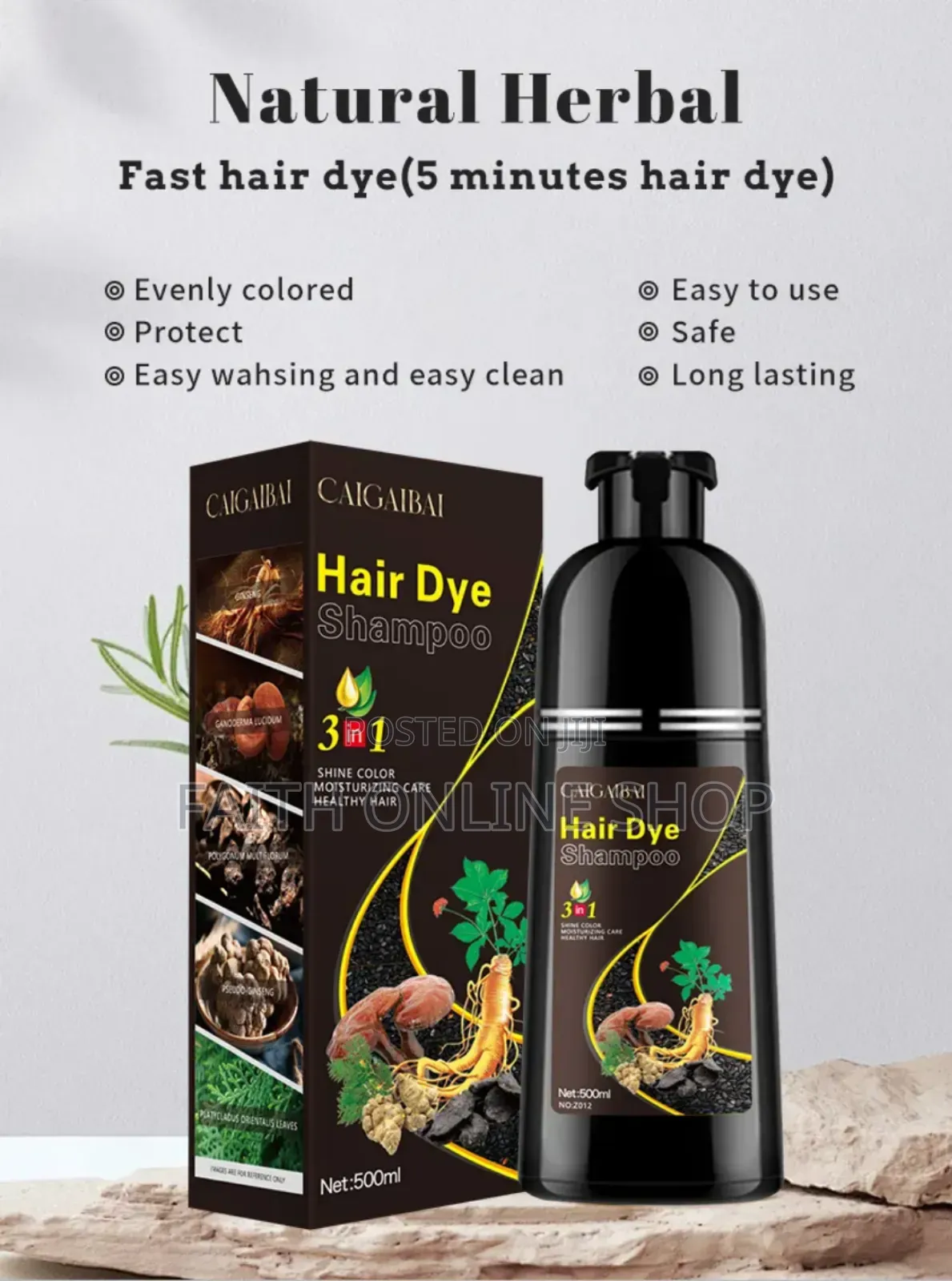 3 in 1 Black Hair Dye Shampoo 500gm