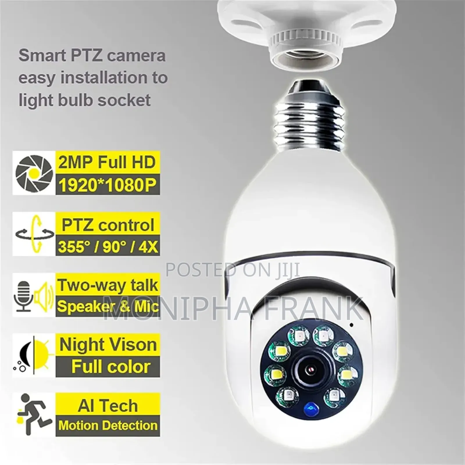 PTZ Bulb Camera Easy Installation to Light Bulb Socket
