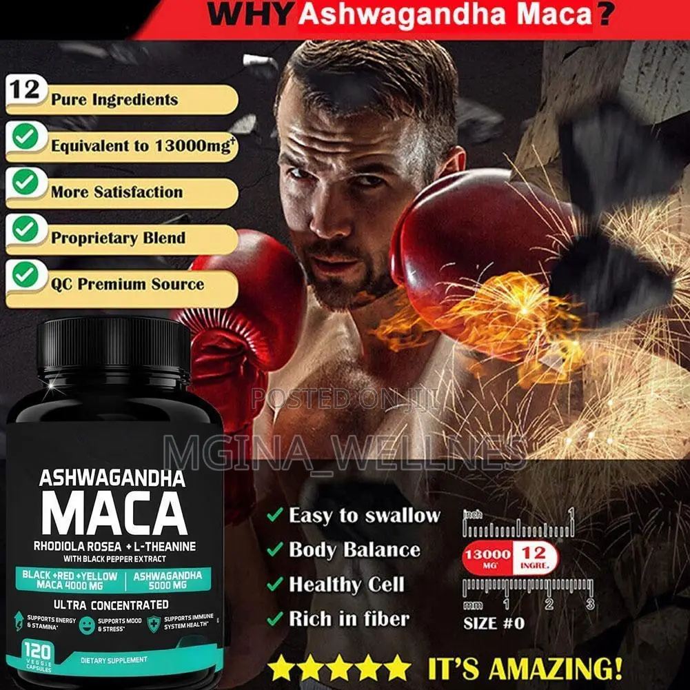 Ashwagandha Maca Root Black, Rhodiola Rosea L-Theanine