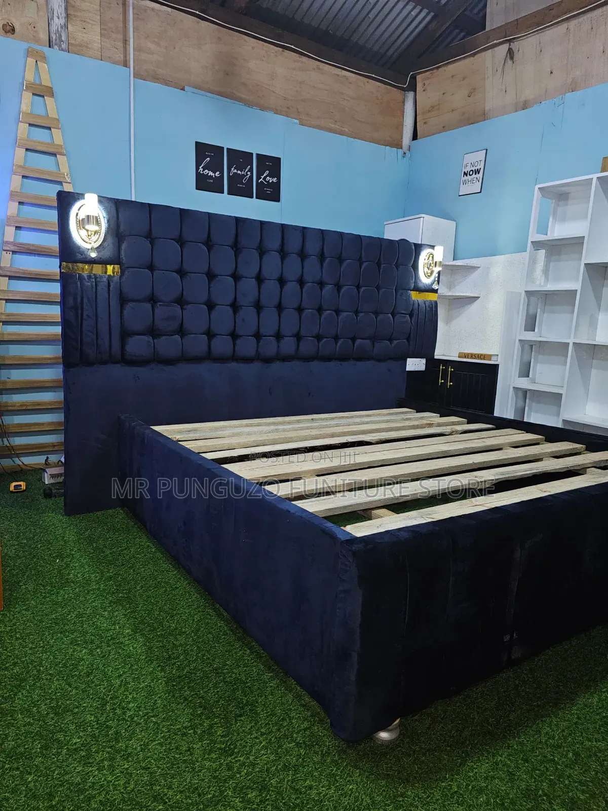 Bed Sofa Yenye Taa Black 5/6
