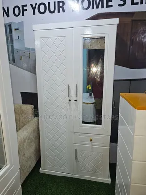 Kabati Milango Miwili Jeupe Imara Sana Mbao Ngumu