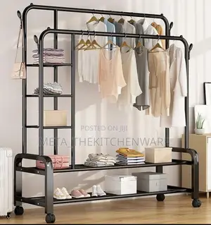 Multi-Purpose Clothes Hanging Rack With Shelves