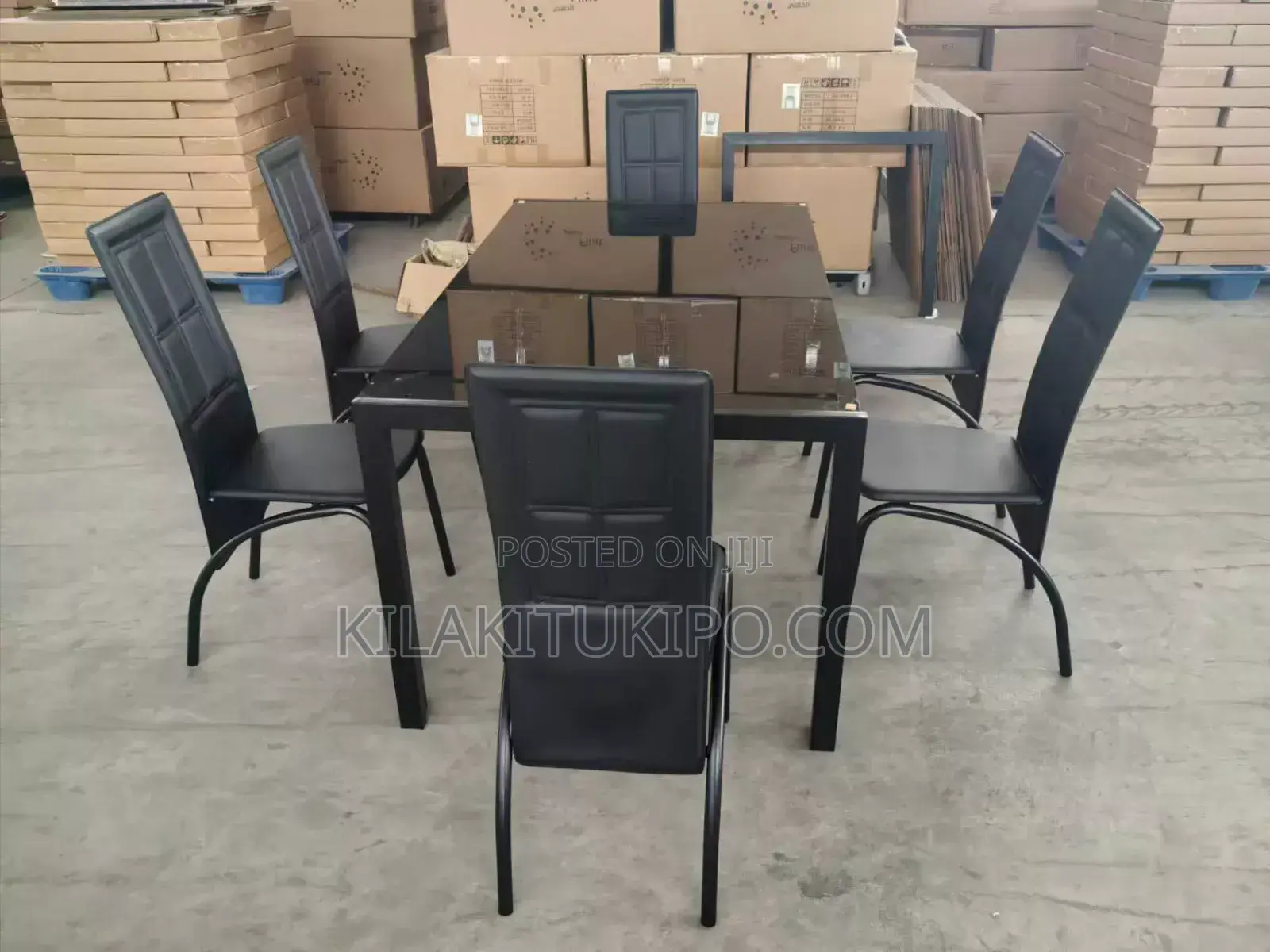 Full Black Dining Table With 6 Chairs